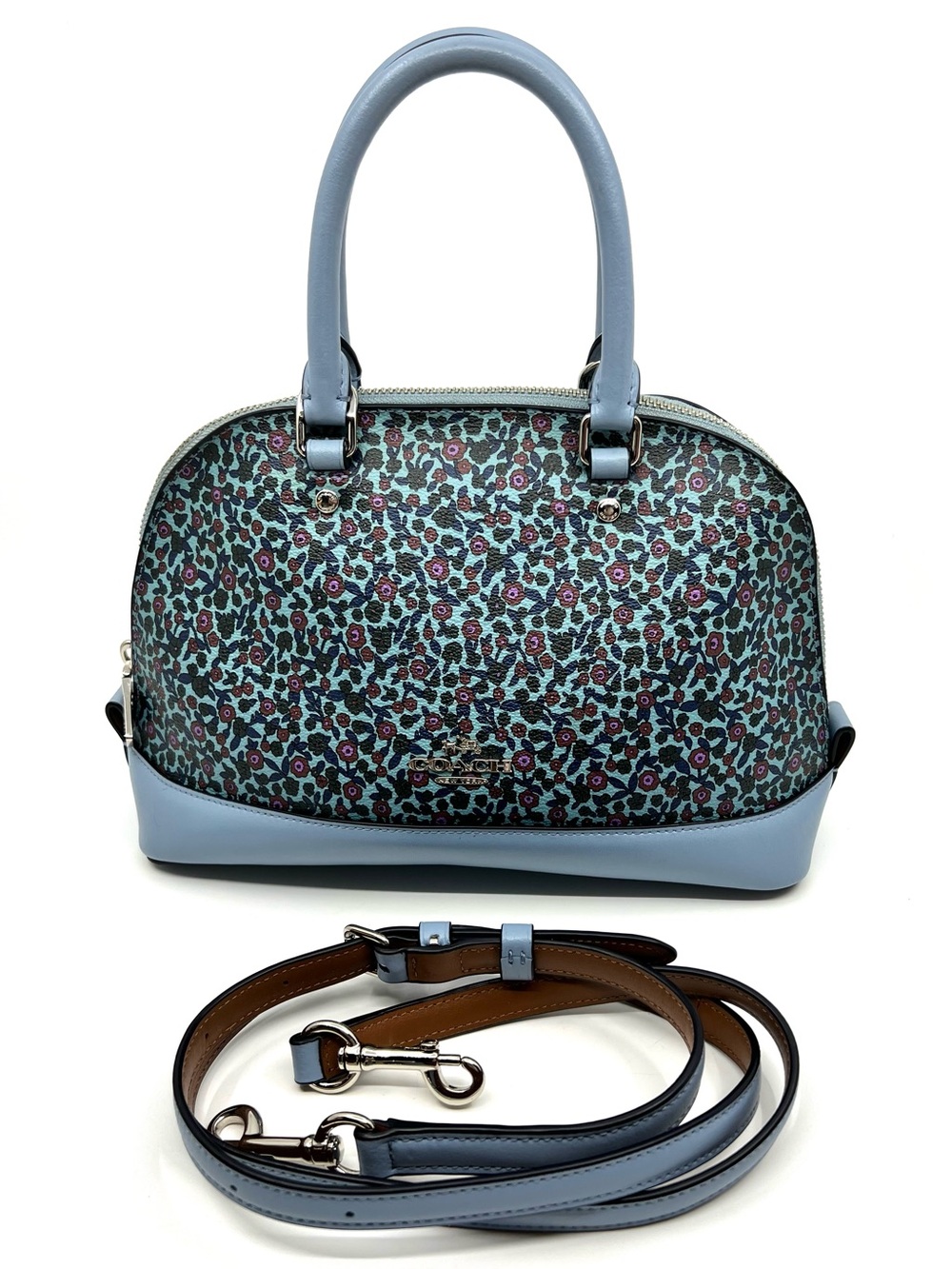 Coach Mini Sierra Ranch Floral Satchel Mist Blue / Crossbody bag F59443